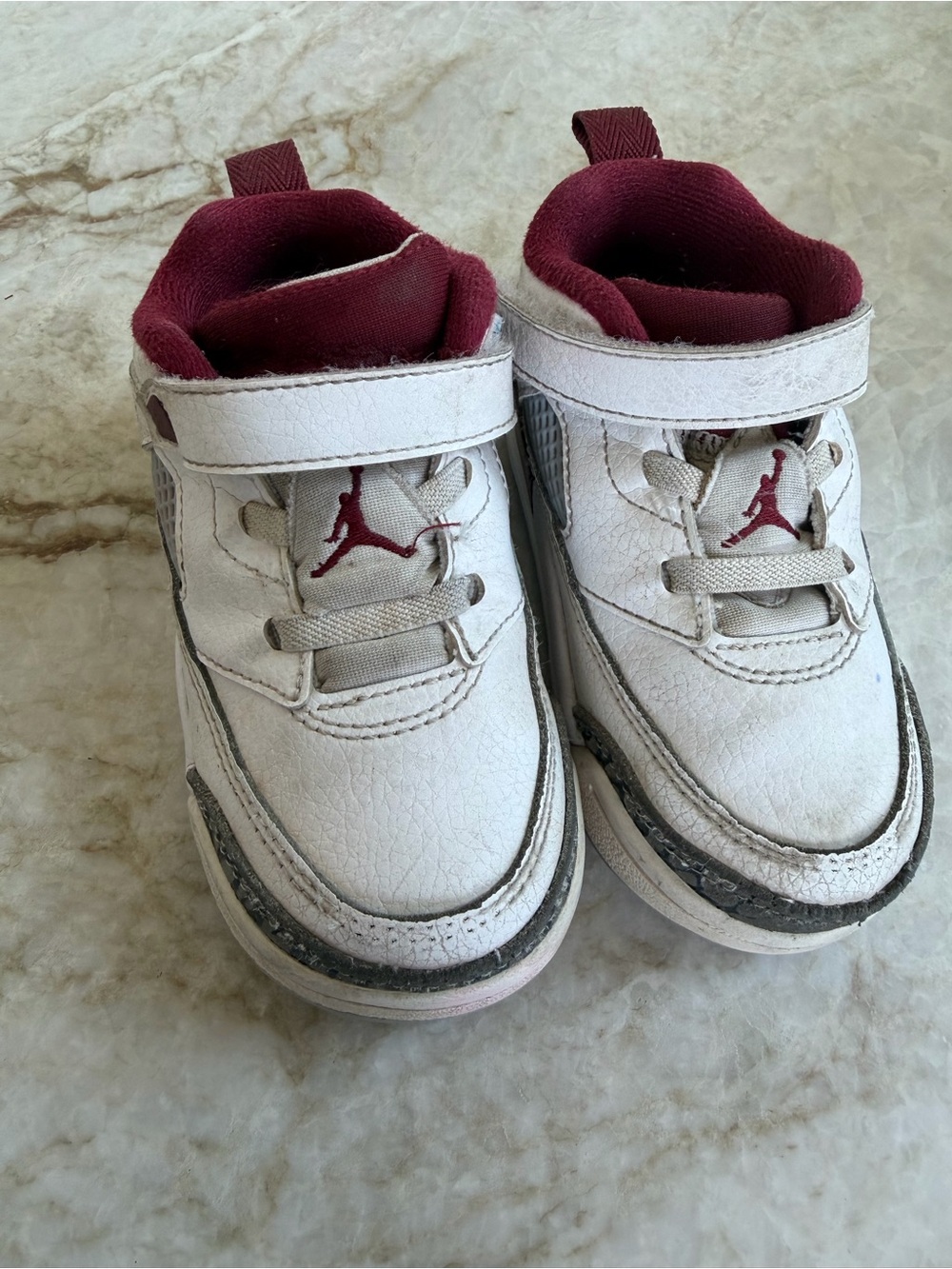 Jordan Kids White and Red Sneakers